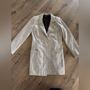 TRF Zara Sequins Plaid Blazer Mini Dress Size Small  Gray Collared